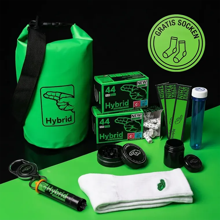 Hybrid Festival Bundle Plus Size mit Drybag, Filtern, Papers, Grinder und Socken